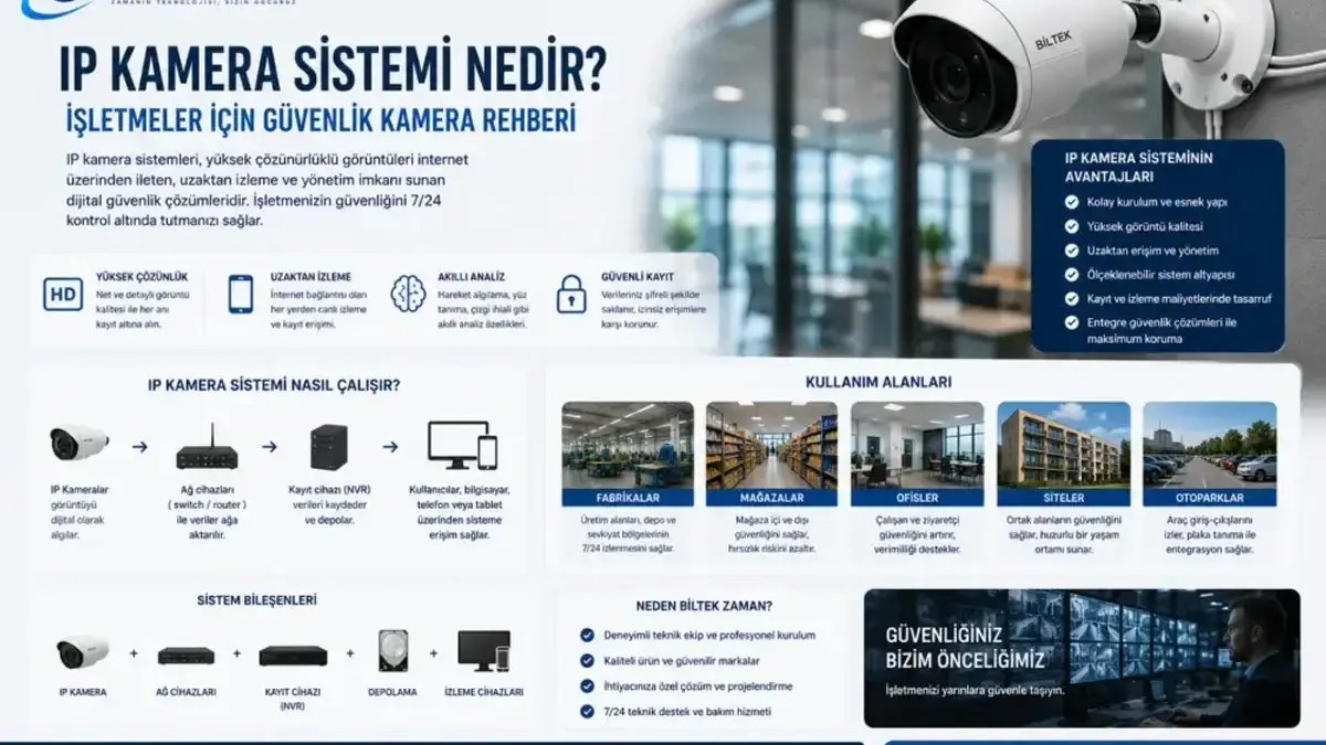 IP kamera sistemi kurulumu — Biltek Zaman güvenlik kamera çözümleri