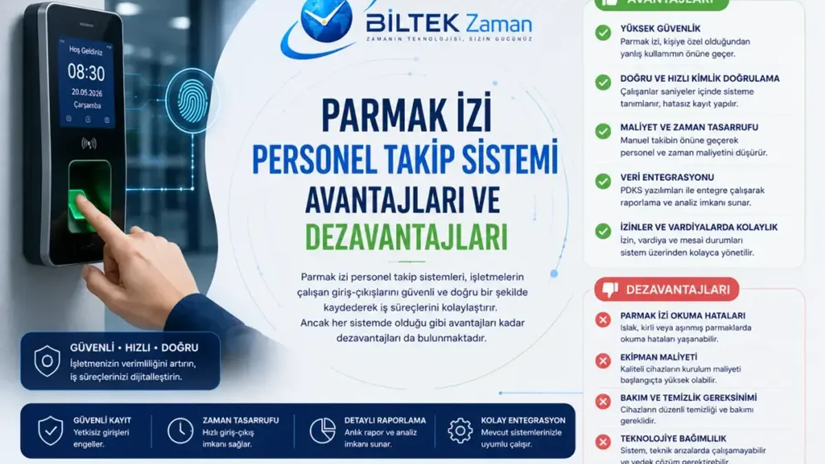Parmak izi personel takip terminaline parmağını okutan çalışan — Biltek Zaman